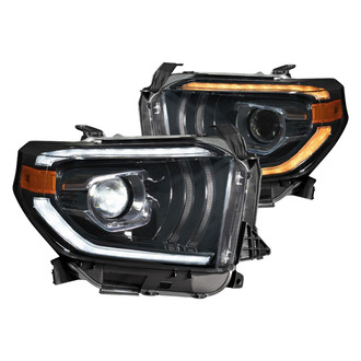 Form Lighting® - Driver and Passenger Side Black DRL Bar Projector LED Headlights with DRL and Sequential Turn Signal