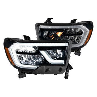 Form Lighting® - Driver and Passenger Side Black DRL Bar LED Reflector Headlights with DRL and Sequential Turn Signal