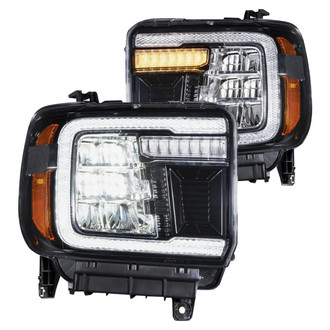 Form Lighting® - Driver and Passenger Side Black DRL Bar LED Reflector Headlights with DRL and Sequential Turn Signal