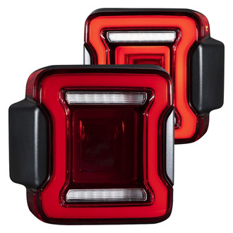 Form Lighting® - Driver and Passenger Side Black/Red Sequential Fiber Optic LED Tail Lights