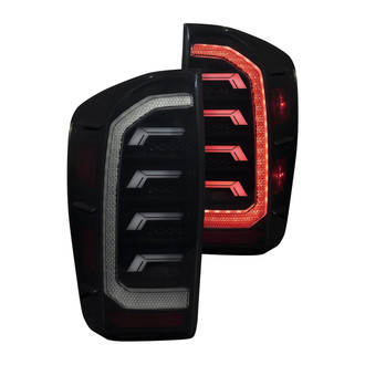 Form Lighting® - Driver and Passenger Side Black/Smoke Sequential Fiber Optic LED Tail Lights