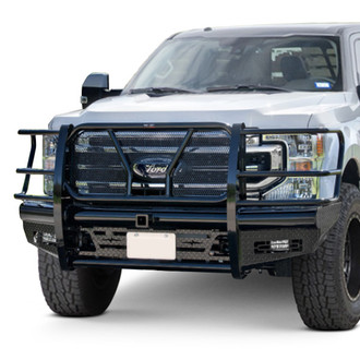 Frontier Truck Gear® - Commercial Series Full Width Black Powder Coated Front HD Bumper with Brush Guard