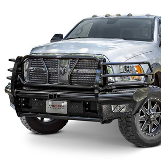 Frontier Truck Gear® - Commercial Series Full Width Black Powder Coated Front HD Bumper with Brush Guard