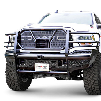 Frontier Truck Gear® - Commercial Series Full Width Black Powder Coated Front HD Bumper with Brush Guard