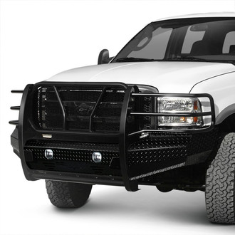 Frontier Truck Gear® - Original Series Full Width Black Powder Coated Front HD Bumper with Full Grille Guard