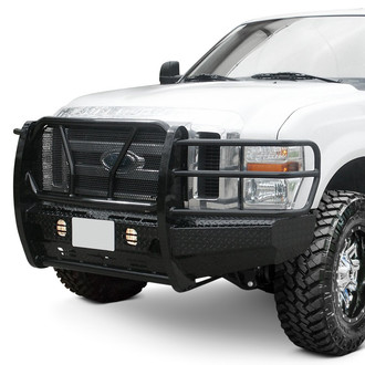 Frontier Truck Gear® - Original Series Full Width Black Powder Coated Front HD Bumper with Full Grille Guard