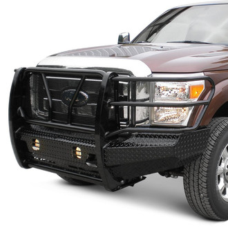 Frontier Truck Gear® - Original Series Full Width Black Powder Coated Front HD Bumper with Full Grille Guard