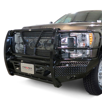 Frontier Truck Gear® - Original Series Full Width Black Powder Coated Front HD Bumper with Full Grille Guard