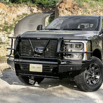 Frontier Truck Gear® - Original Series Full Width Black Powder Coated Front HD Bumper with Full Grille Guard