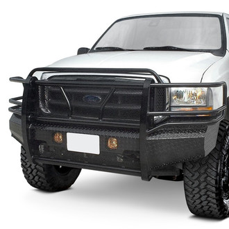 Frontier Truck Gear® - Original Series Full Width Black Powder Coated Front HD Bumper with Full Grille Guard