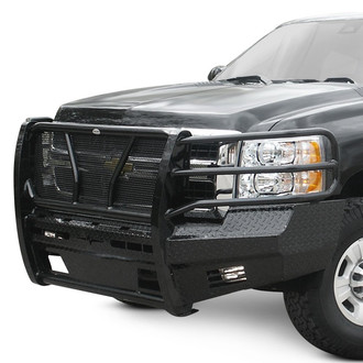 Frontier Truck Gear® - Original Series Full Width Black Powder Coated Front HD Bumper with Full Grille Guard