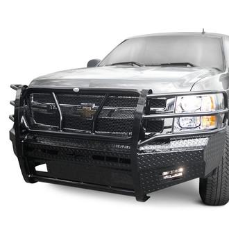 Frontier Truck Gear® - Original Series Full Width Black Powder Coated Front HD Bumper with Full Grille Guard