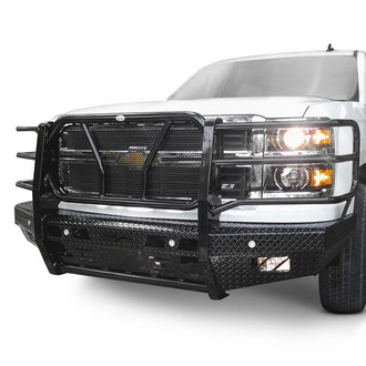 Frontier Truck Gear® - Original Series Full Width Black Powder Coated Front HD Bumper with Full Grille Guard