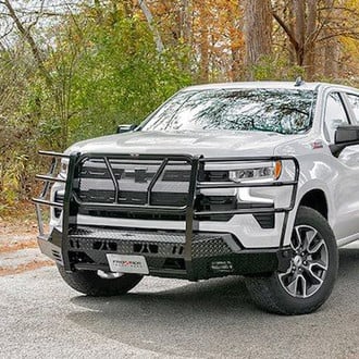 Frontier Truck Gear® - Original Series Full Width Black Powder Coated Front HD Bumper with Full Grille Guard