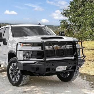 Frontier Truck Gear® - Original Series Full Width Black Powder Coated Front HD Bumper with Full Grille Guard