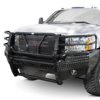 Frontier Truck Gear® - Original Series Full Width Black Powder Coated Front HD Bumper with Full Grille Guard