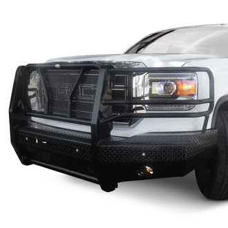 Frontier Truck Gear® - Original Series Full Width Black Powder Coated Front HD Bumper with Full Grille Guard