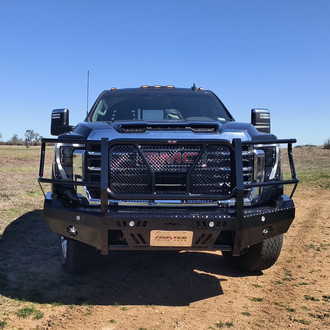 Frontier Truck Gear® - Original Series Full Width Black Powder Coated Front HD Bumper with Full Grille Guard