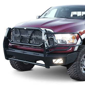 Frontier Truck Gear® - Original Series Full Width Black Powder Coated Front HD Bumper with Full Grille Guard