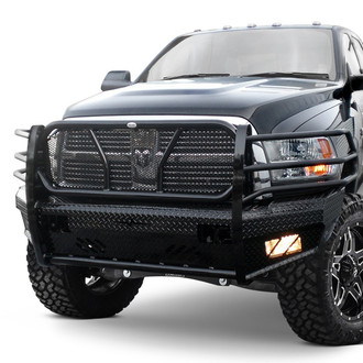 Frontier Truck Gear® - Original Series Full Width Black Powder Coated Front HD Bumper with Full Grille Guard