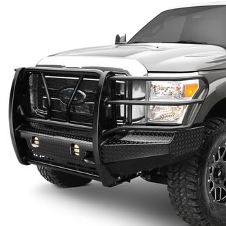 Frontier Truck Gear® - Original Series Full Width Black Powder Coated Front HD Bumper with Full Grille Guard