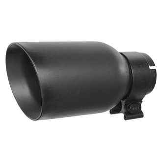 Go Rhino® - Stainless Steel Fast Style Round Angle Cut Clamp-On Black Powder Coated Exhaust Tip