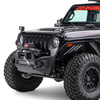 Go Rhino® - Rockline™ Stubby Black Front Winch HD Bumper