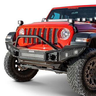 Go Rhino® - Rockline™ Full Width Black Front Winch HD Bumper with Hoop