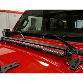 Go Rhino® - Black Textured Powder Coat Galvanized Steel Hood Hinge Mounts for 30" Single Row LED Light Bar