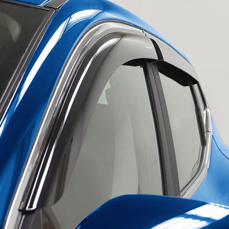 Goodyear Accessories - Tape-On Smoke Front and Rear Side Window Deflectors with 2 License Plate Frames