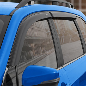 Goodyear Accessories - Tape-On Smoke Front and Rear Side Window Deflectors with 2 License Plate Frames