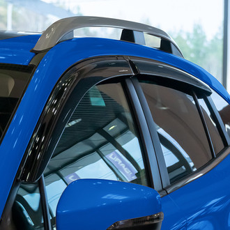 Goodyear Accessories - Tape-On Smoke Front and Rear Side Window Deflectors with 2 License Plate Frames