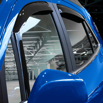 Goodyear Accessories - In-Channel Smoke Front and Rear Side Window Deflectors with 2 License Plate Frames