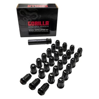 Gorilla Automotive® - Black Chrome Cone Seat Spline 27PK Lug Nuts