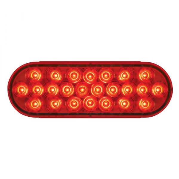 Grand General® - 6.5x2" Chrome/Red Oval Pearl LED Tail Light with Turn Signal