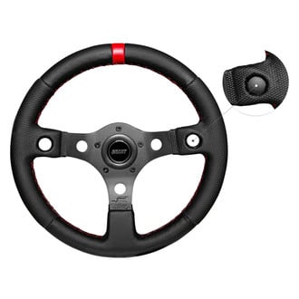 Grant® - 3-Spoke Black Vinyl Steering Wheel with Red Stripe