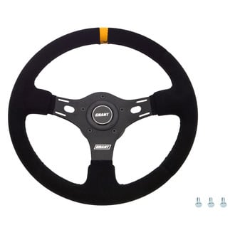 Grant® - 3-Spoke Evolution GT Suede Steering Wheel with Yellow Stripe