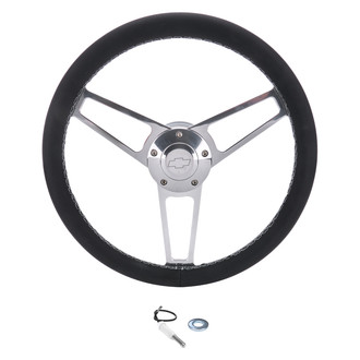 Grant® - 3-Spoke Billet Classic Series Black Leather Wheel Installation Kit