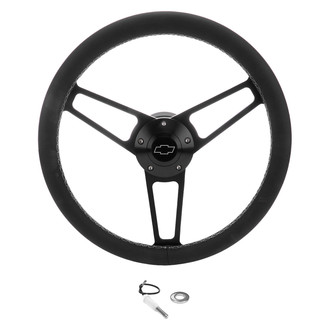 Grant® - 3-Spoke Billet Classic Series Black Leather Wheel Installation Kit