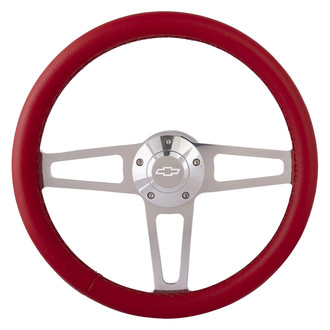 Grant® - 3-Spoke Billet T Series Steering Wheel with Red Grip Color