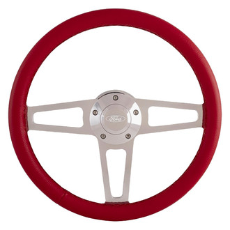 Grant® - 3-Spoke Billet T Series Steering Wheel with Red Grip Color