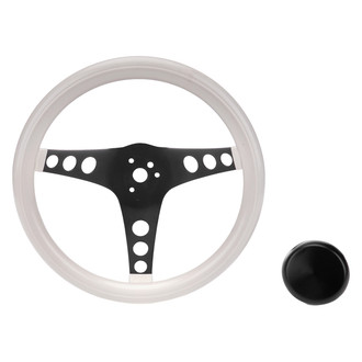 Grant® - 3-Spoke Classic Series Black Foam Steering Wheel with White Perforated Spokes