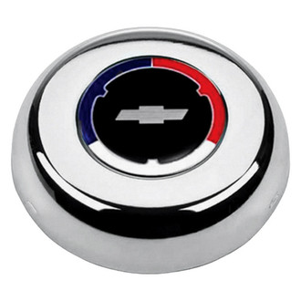 Grant® - Classic/Challenger Style Chrome Horn Button with Red/White/Blue Chevrolet Emblem