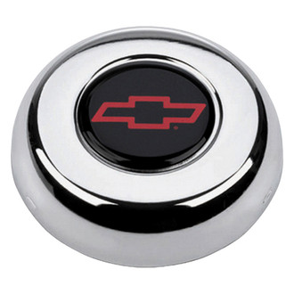 Grant® - Classic/Challenger Style Chrome Horn Button with Red/Black Chevy Bowtie Emblem