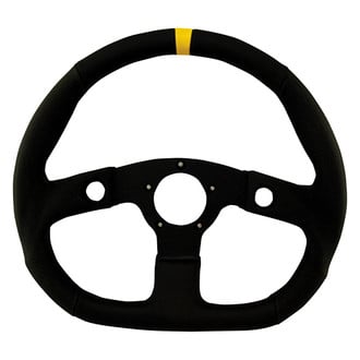 Grant® 630 - 3-Spoke Performance GT Series D-Shaped Black Vinyl Steering Wheel with Yellow Top Marker