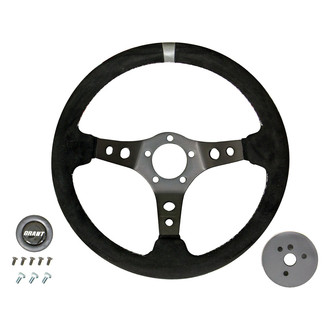 Grant® - 3-Spoke Racing Black Suede Steering Wheel with Marker on Top