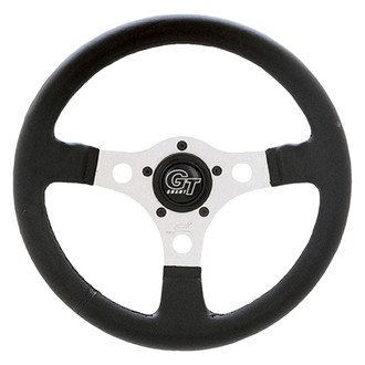 Grant® - 3-Spoke Signature™ Formula GT Black Leather Grained Vinyl Steering Wheel with Silver Spokes
