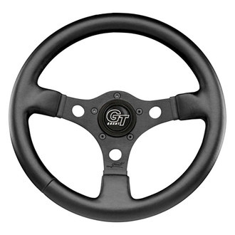 Grant® - 3-Spoke Signature™ Formula GT Black Leather Grained Vinyl Steering Wheel with Black Anodized Spokes