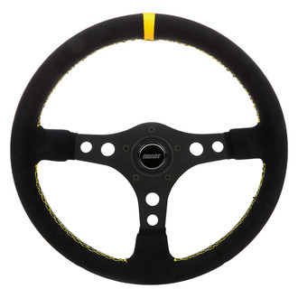 Grant® - 3-Spoke Signature™ Formula GT Black Suede Grained Vinyl Steering Wheel with Black Anodized Spokes