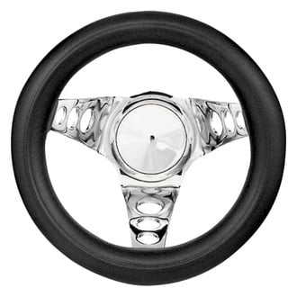 Grant® - 3-Spoke Classic Series Black Foam Steering Wheel with Chrome Perforated Spokes
